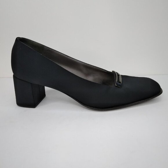 Bruno Magli Black Block Heel Fabric Slip On Pumps Size 10B - Picture 8 of 14